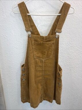 Love Tree Corduroy Pinafore Overall Skirt in Caramel